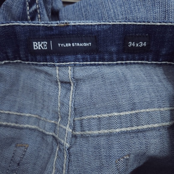 MENS BKE Tyler Straight Jeans Medium Wash Stretch Zip/Button Fly Size 34 x 34 - Picture 11 of 12
